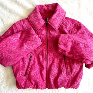 Urban Outfitters Pink Corduroy Peace Sign Embossed Lined Jacket